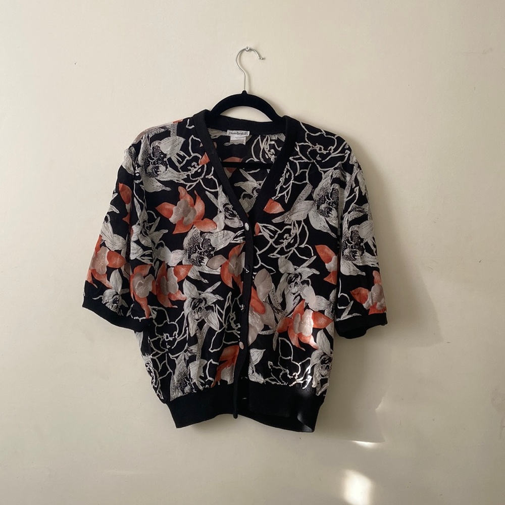 Vintage Floral 3/4 Sleeve Cardigan